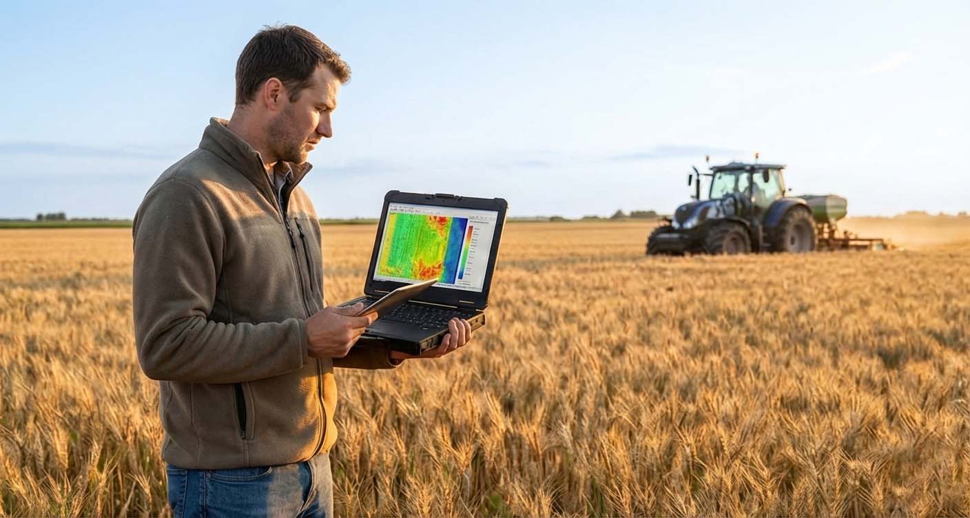 Agronomist with data in the field