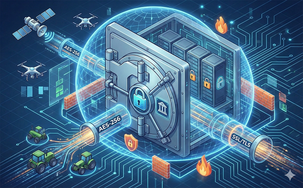 AES-256 bank-grade encryption for farm data